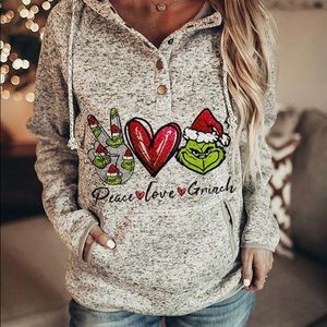 Christmas Button Decor Hooded Top